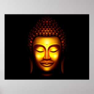 Lächelnd Lord Buddha Gold und Black Poster