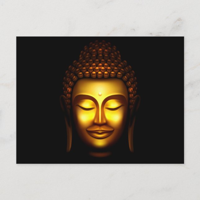 Lächelnd Lord Buddha Gold und Black Postkarte (Vorderseite)