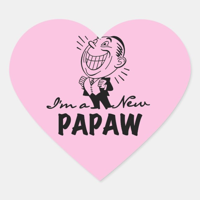 Lächelnd New Papaw Tshirts und Geschenke Herz-Aufkleber (Vorderseite)