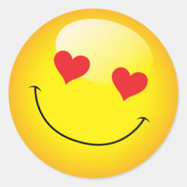 Lächelnd Niedlich Emoji Emoticon Liebe Herz Augen Runder Aufkleber