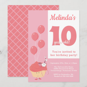 Lächelnd Pink Cupcake Geburtstag Einladung