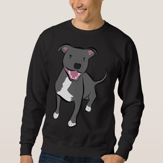 Lächelnd Pitbull Sweatshirt (Vorderseite)