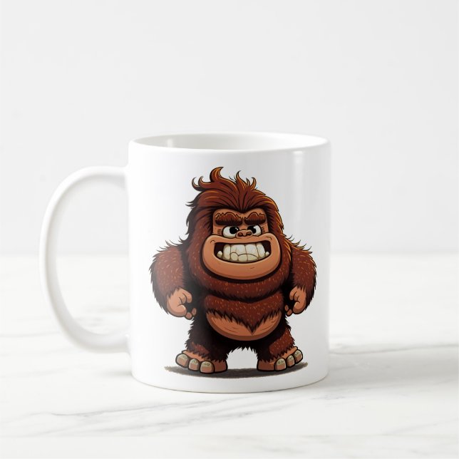Lächelnd Potbellied Niedlich Chibi Cartoon Bigfoot Kaffeetasse (Links)