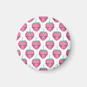Lächelnd schlafende Erdbeeren, niedliches Muster. Magnet