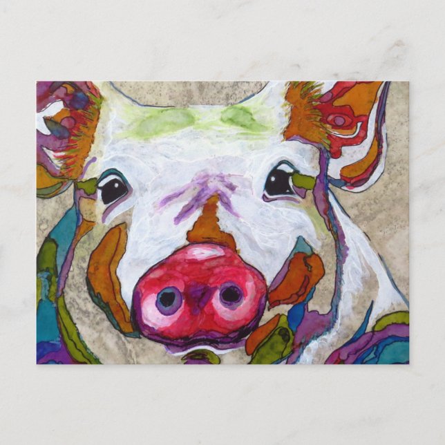 Lächelnd Schweine Postkarte (Vorderseite)