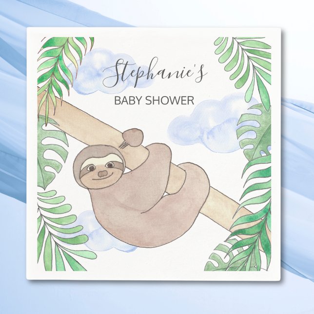 Lächelnd Sloth Boy Baby Shower Napkins Serviette (Von Creator hochgeladen)
