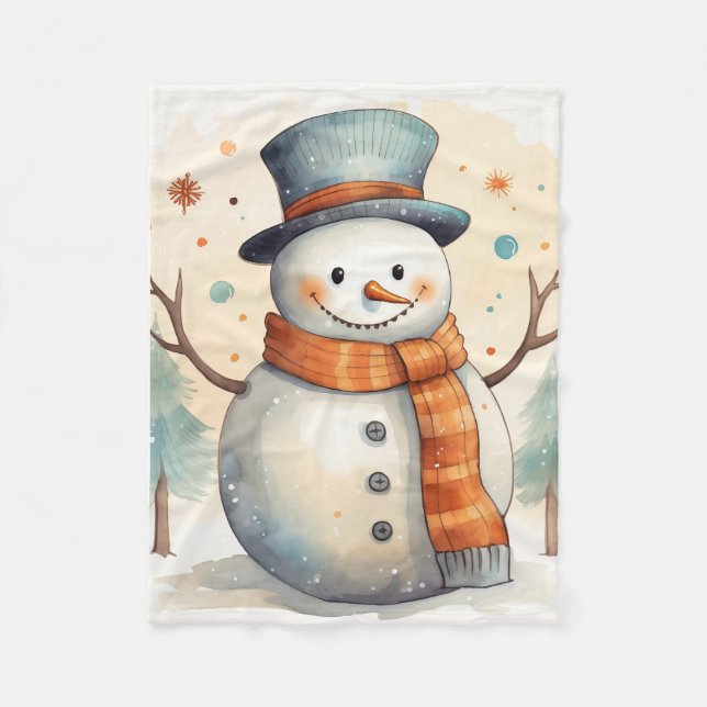 Lächelnd Snowman Blanket Fleecedecke (Vorderseite)