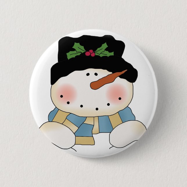 Lächelnd Snowman Tshirts und Geschenke Button (Vorderseite)
