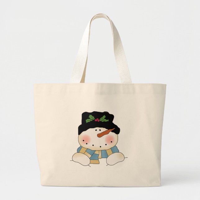 Lächelnd Snowman Tshirts und Geschenke Jumbo Stoffbeutel (Vorne)