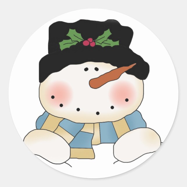 Lächelnd Snowman Tshirts und Geschenke Runder Aufkleber (Vorderseite)