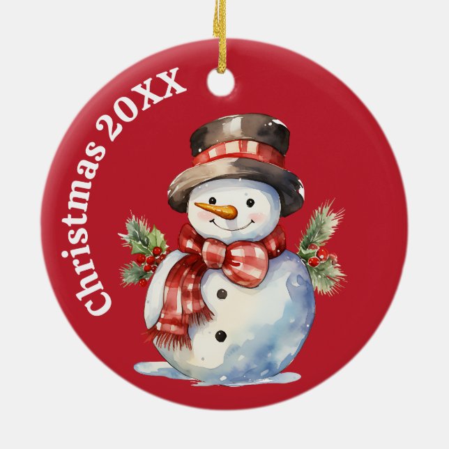 Lächelnd Snowman Vintage Weihnachtsschmuck - Jahr (Hinten)