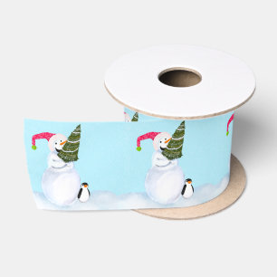 Lächelnd Snowman Weihnachten Niedliche Pinguin & T Satinband