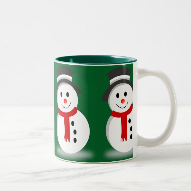 Lächelnd Snowman Weihnachten Zweifarbige Tasse (Rechts)
