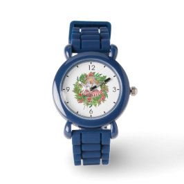 Lächelnd Snowman Weihnachtskranz Armbanduhr
