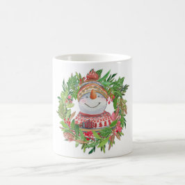 Lächelnd Snowman Weihnachtskranz Kaffeetasse