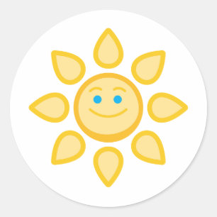 Lächelnd sonnenglücklicher Sonnenschein Runder Aufkleber