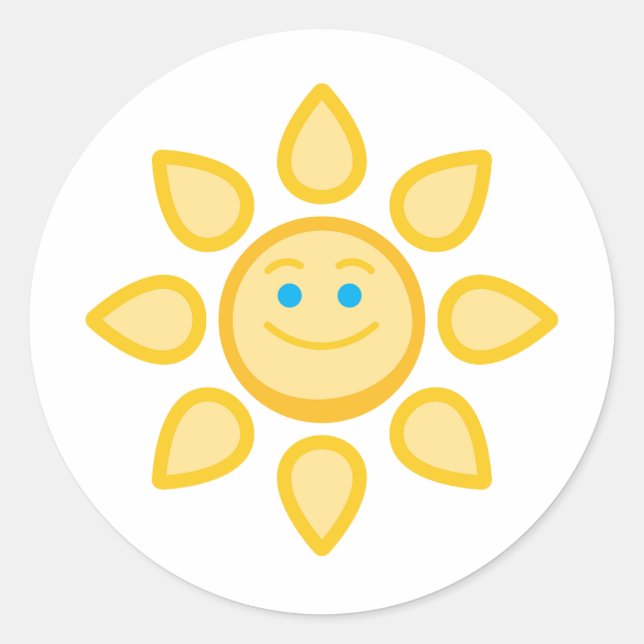 Lächelnd sonnenglücklicher Sonnenschein Runder Aufkleber (Vorderseite)