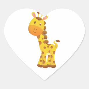 Lächelnd stilisierter Cartoon Giraffe Herz-Aufkleber