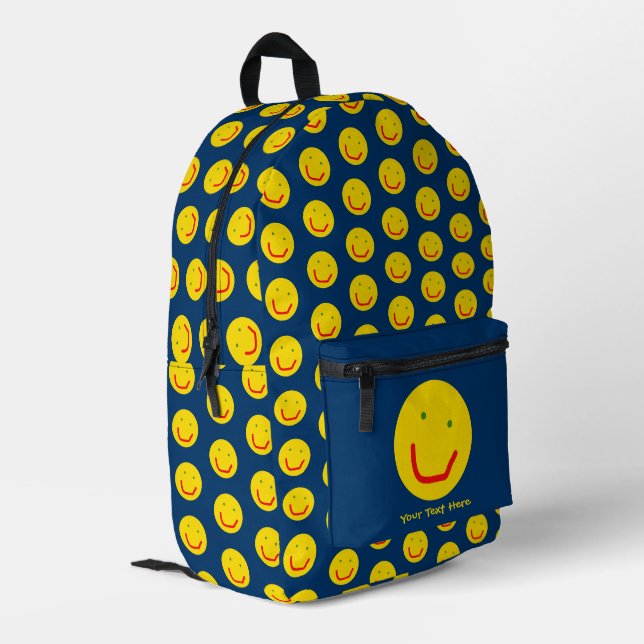 Lächelnd Sun glückliches Gesicht Bedruckter Rucksack (Rückseitige Ecke links)