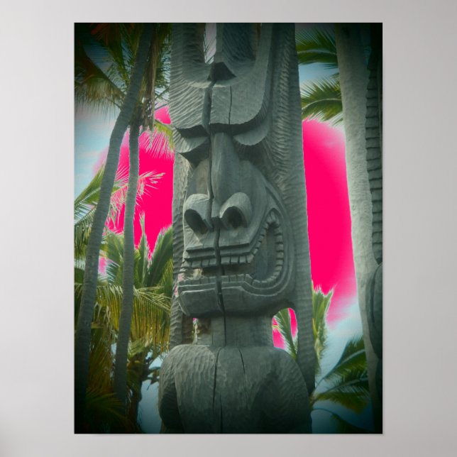 Lächelnd Ti statue pink tropisches Poster (Vorne)