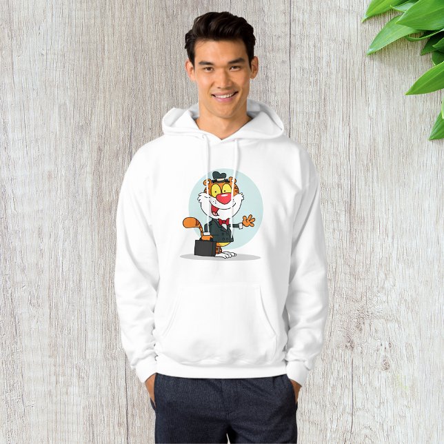 Lächelnd Tiger hält einen Briefkasten Mens Hoodie (Von Creator hochgeladen)