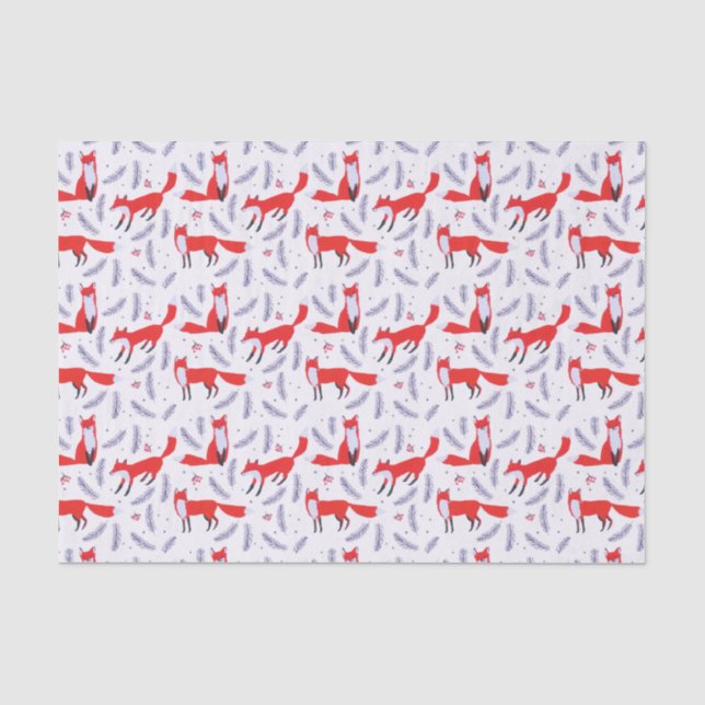Lächelnd Waldgrün Red Fox Seidenpapier (Vorderseite)