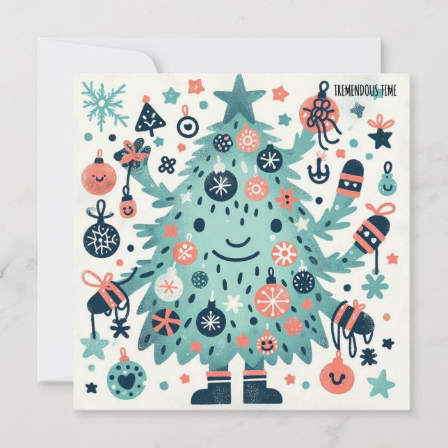 Lächelnde baumgespenstige Zeit Feiertagskarte (Vorderseite)