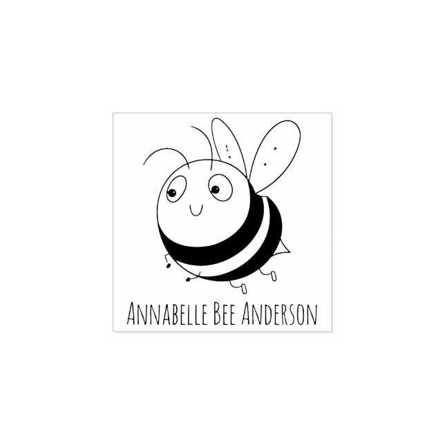 Lächelnde Bee Wood Art Briefmarke Gummistempel (Prägung)