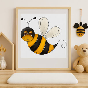 Lächelnde Biene Lustiger Hummel-Charakter Poster