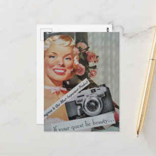 Lächelnde Blondine Collage Postkarte