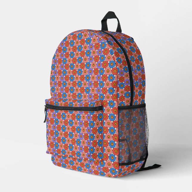 Lächelnde Blume Bedruckter Rucksack (Rückseitige Ecke Rechts)