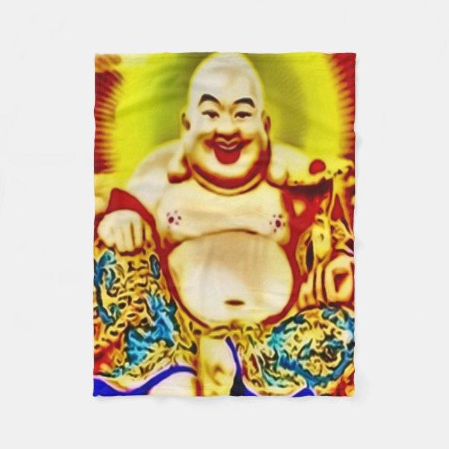Lächelnde Buddha-Spritzpistolen-Kunst-Fleece-Decke Fleecedecke (Vorderseite)
