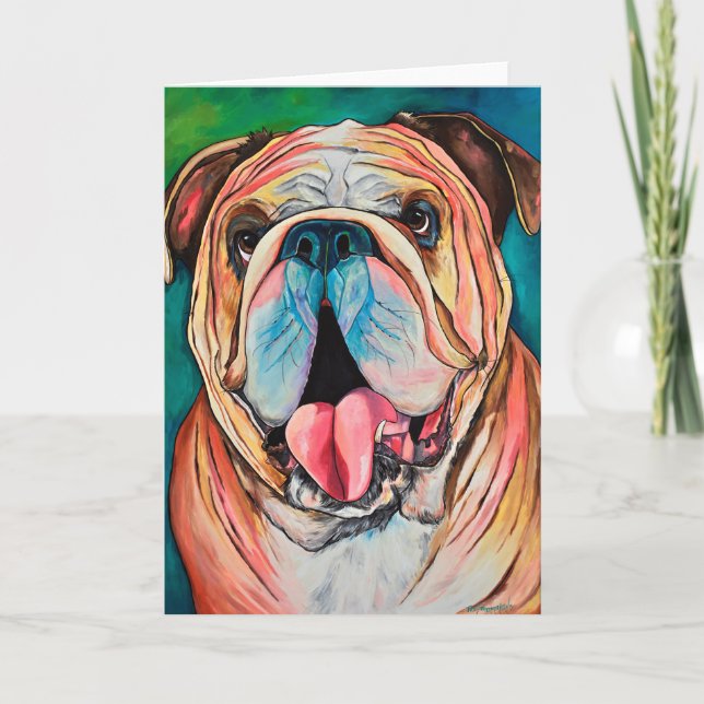 Lächelnde Bulldog-Grußkarte Karte (Vorderseite)