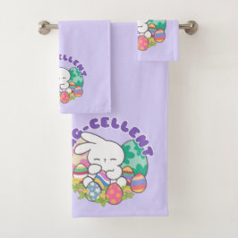 Lächelnde Bunny & Ostereier - Eierkeller Frühling Badhandtuch Set