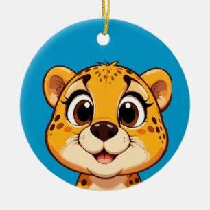 Lächelnde Cartoon Gepard Kinder & Dschungelliebhab Keramik Ornament