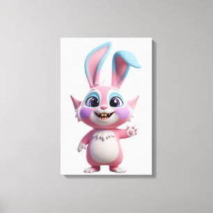 Lächelnde Cartoon-Hasen-Figur-Kunst Leinwanddruck