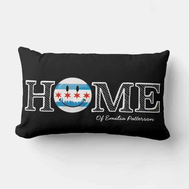 Lächelnde Chicago-Flagge Housewarmer Lendenkissen (Vorderseite)