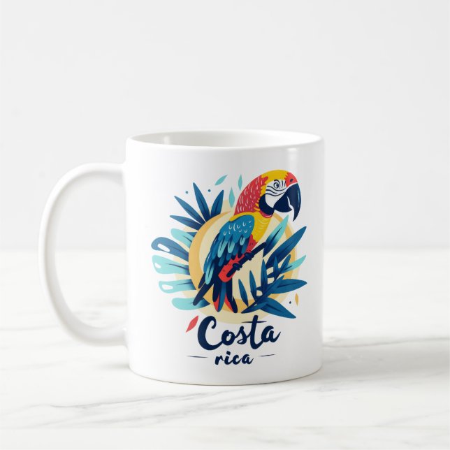 Lächelnde Costa Rica Papagei-Tasse Kaffeetasse (Links)