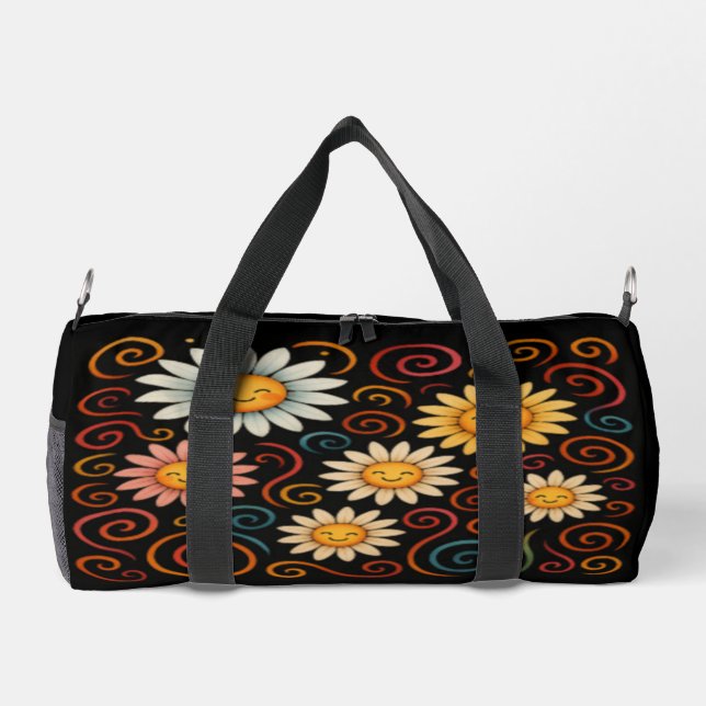 Lächelnde Daisien und Wirbel Duffle Bag (Rückseite)
