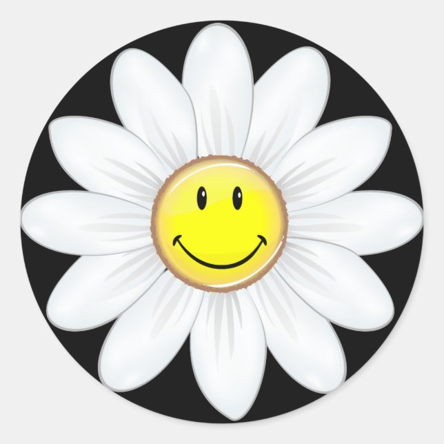 Lächelnde Daisy-Blume Runder Aufkleber (Vorderseite)