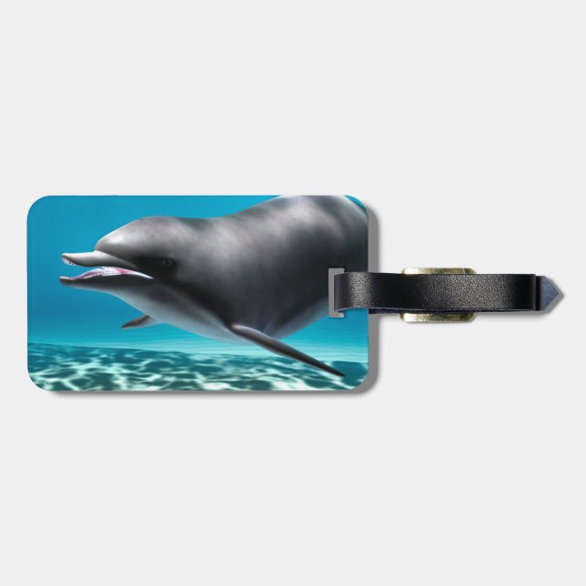 Lächelnde Dolphin Gepäckanhänger (Rückseite horizontal)