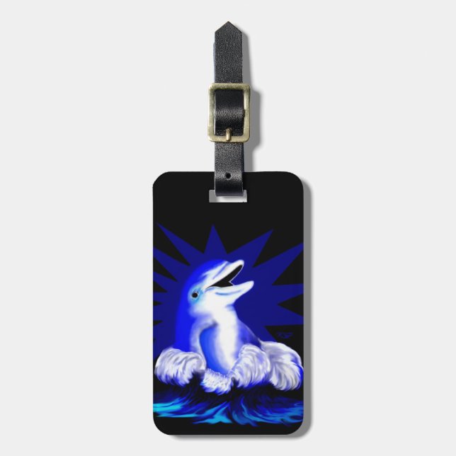Lächelnde Dolphin Gepäckanhänger (Vorderseite vertikal)