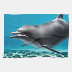 Lächelnde Dolphin Geschirrtuch