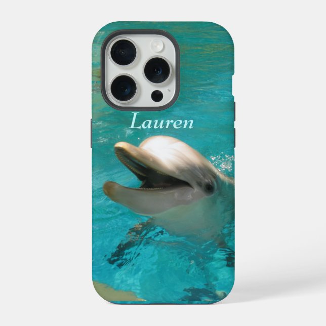 Lächelnde Dolphin iPhone 15 Pro Hülle (Rückseite)