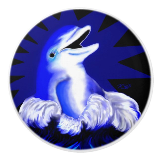 Lächelnde Dolphin Keramikknauf (Vorderseite)