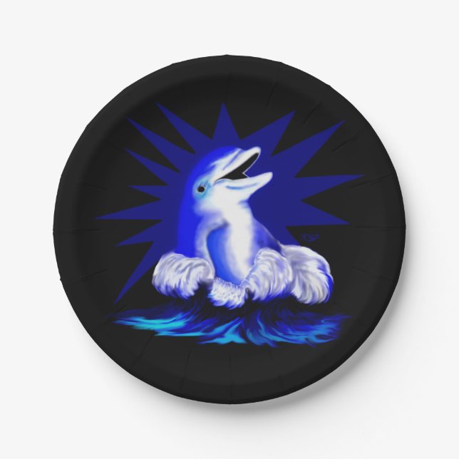 Lächelnde Dolphin Pappteller (Vorderseite)