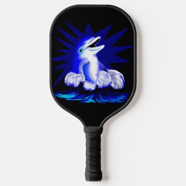 Lächelnde Dolphin Pickleball Schläger (Vorderseite)
