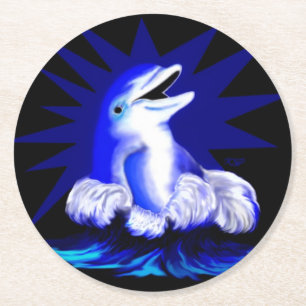 Lächelnde Dolphin Runder Pappuntersetzer