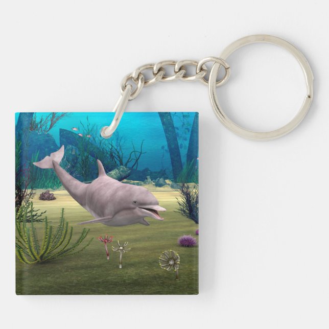 Lächelnde Dolphin Schlüsselanhänger (Rückseite)