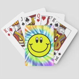 Lächelnde Emoji Gefärbte Krawatte Design Spielkart Spielkarten